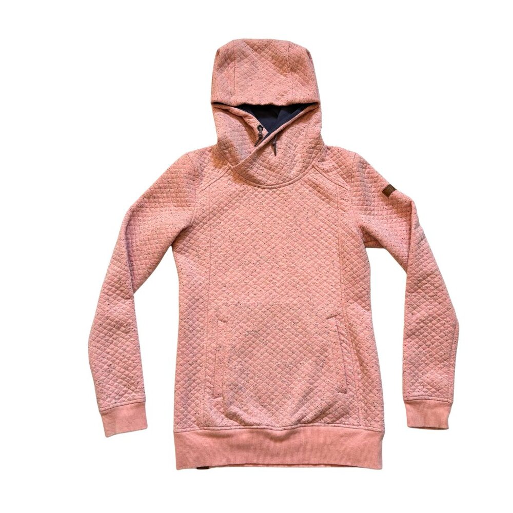 Roxy Quilted Pullover Hoodie Pink Funnel Neck Size M